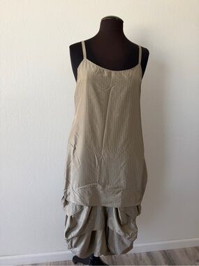 Krista Larson Beige Pinafore Dress One Size Ruffle